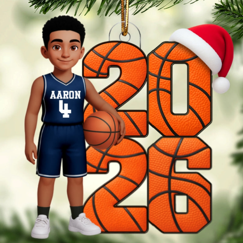 Basketball Player - Personalized Acrylic Ornament - Christmas Gift, Keepsake For Basketball Players, Son, Daughter, Grandson, Granddaughter
