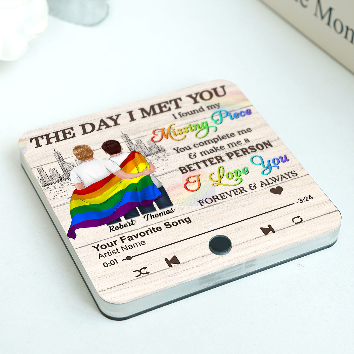 Pride Month LGBT Couple The Day I Met You Personalized Music Fridge Magnet, Gift For Couple