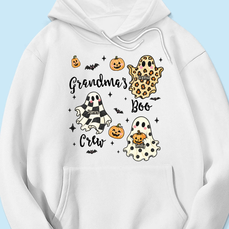 Grandma's Boo Crew Checkered Leopard Polka Dot Ghosts - Personalized Shirt - Perfect Halloween Costume for Grandma