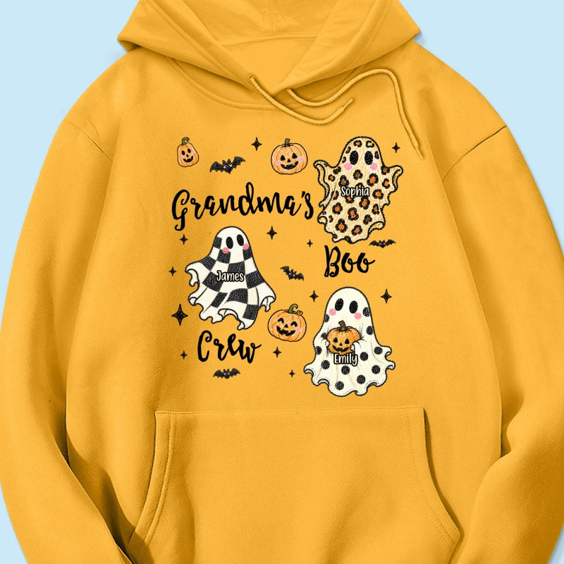 Grandma's Boo Crew Checkered Leopard Polka Dot Ghosts - Personalized Shirt - Perfect Halloween Costume for Grandma