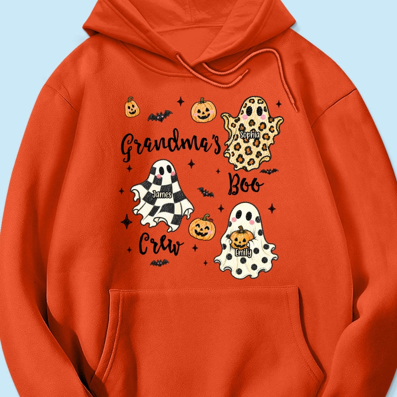 Grandma's Boo Crew Checkered Leopard Polka Dot Ghosts - Personalized Shirt - Perfect Halloween Costume for Grandma