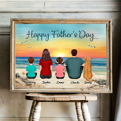 Beautiful Beach Landscape Family Love Personalized Poster| Heartfelt Father's Day Gift For Dad, Husband