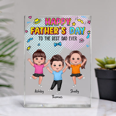 Happy Doll Kids Happy Father‘s Day Personalized Rectangle Acrylic Block Plaque