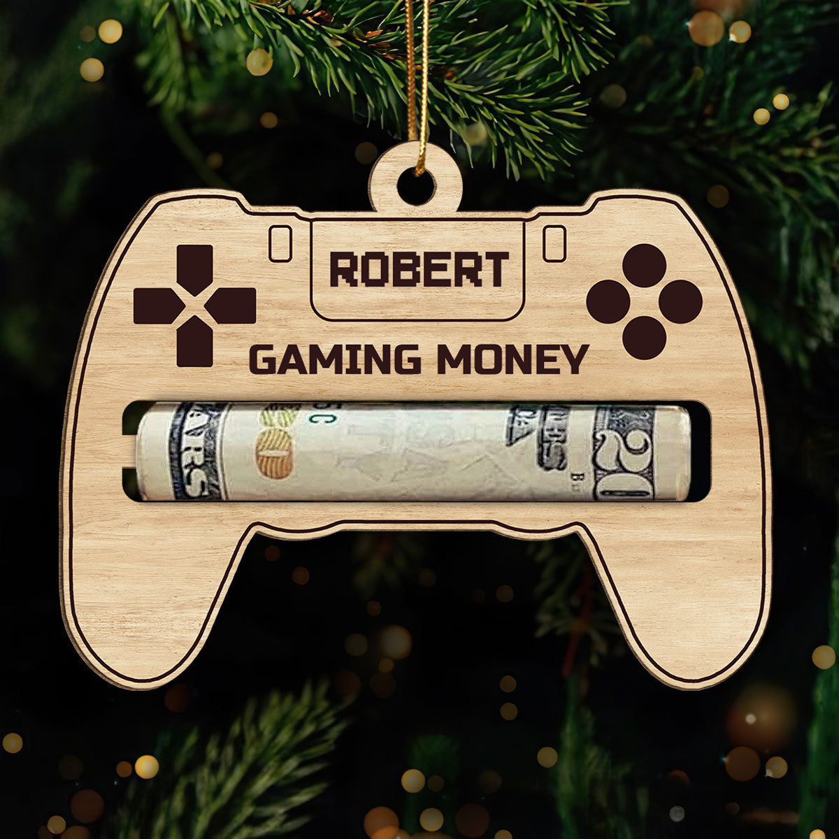 Gaming Money Christmas Gift For Gaming Lover Gamer Personalized Wooden Money Holder Ornament