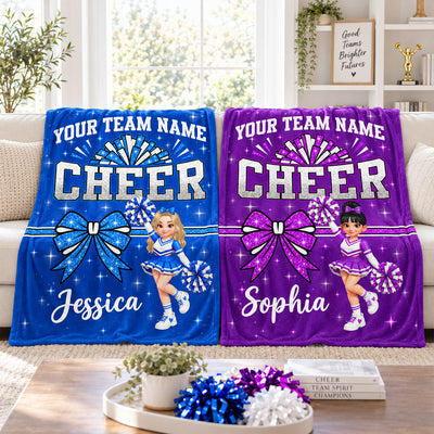 Cheerleader Cheer Custom Name Team Name - Personalized Fleece Blanket - Christmas Gift For Cheerleaders, Daughter, Granddaughter