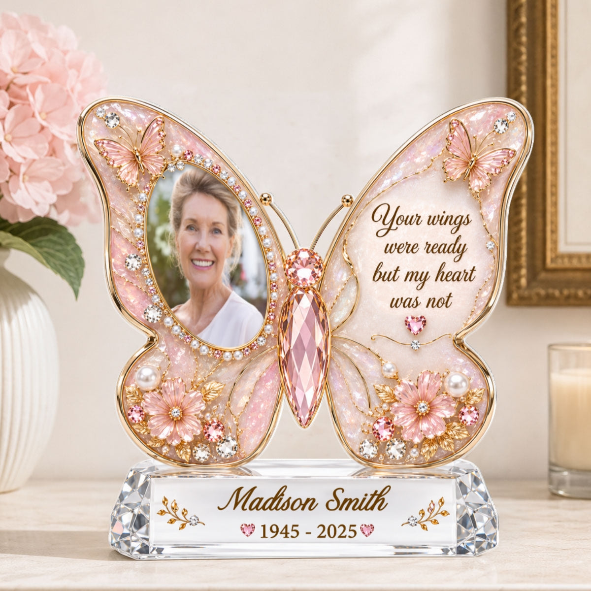 Memorial Butterfly Custom Photo - Personalized Acrylic Block Plaque - Heartfelt Sympathy Gift for Loved Ones