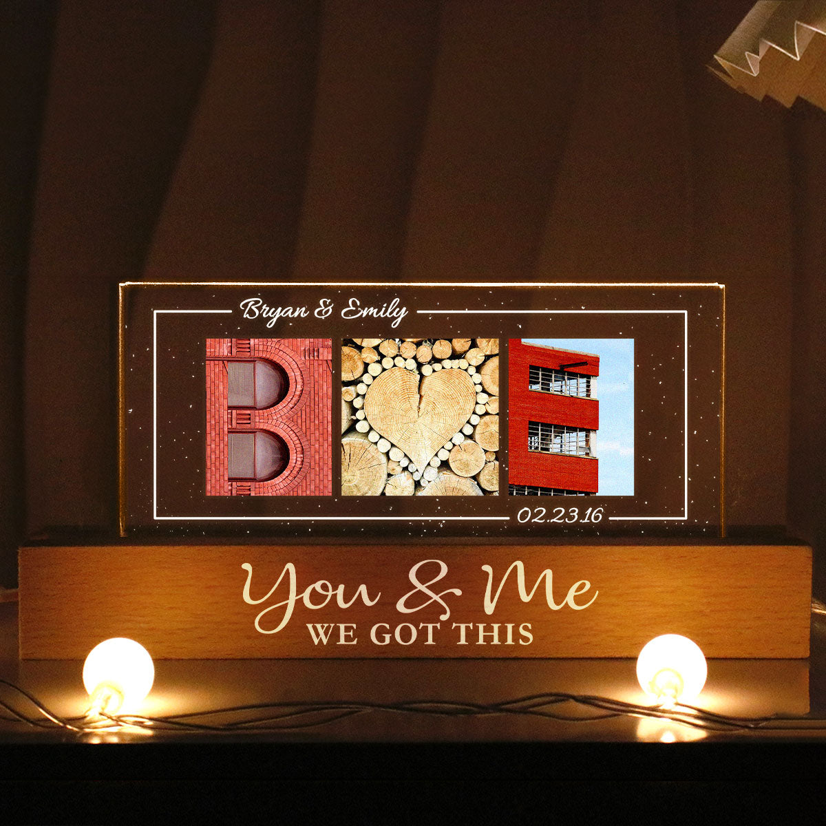 Couple Initials Alphabet Photography Art Anniversary Gift Personalized Acrylic Block LED Night Light, Heartfelt 2025  Gift, Anniversary Gift For Girlfriend, For Wife
