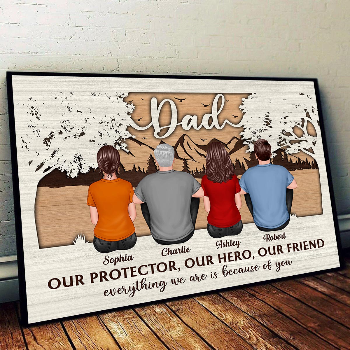 Dad My Protector My Hero My Friend Personalized Horizontal Poster