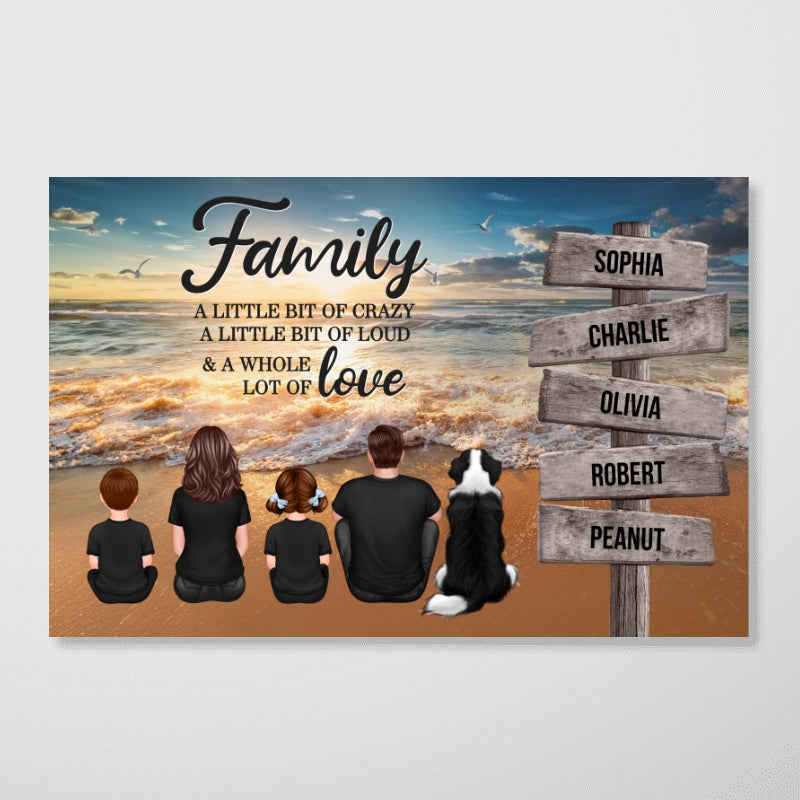 Beach Landscape Family A Little Whole Lot of Love Sign Posts Personalized Poster, Home Decoration, Gift For Family