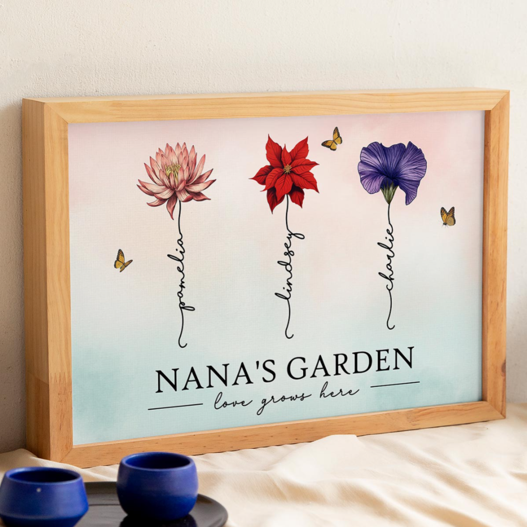 [FREE DELIVERY - Limited Time Offer] Grandma‘s Garden Love Grows Here Beautiful Birth Month Flower Gift For Grandma Mom Personalized Poster