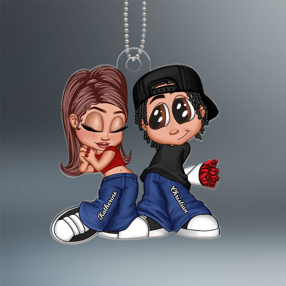 Y2K Couple Personalized Acrylic Car Hanger, Unique Valentine's Day Gift For Him, Gift For Her