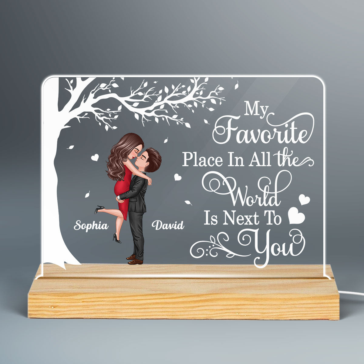 Favorite Place In The World Couple Kissing Personalized LED Night Light
