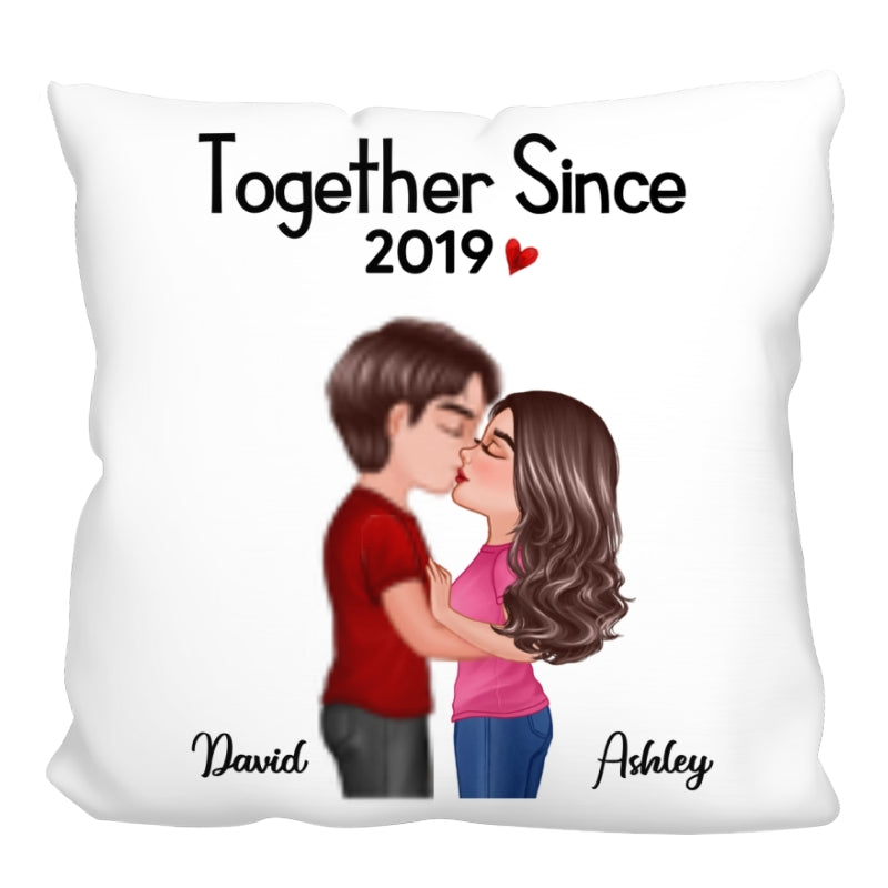 Doll Couple Kissing Gift For Him For Her Personalized Pillow (Insert Included)