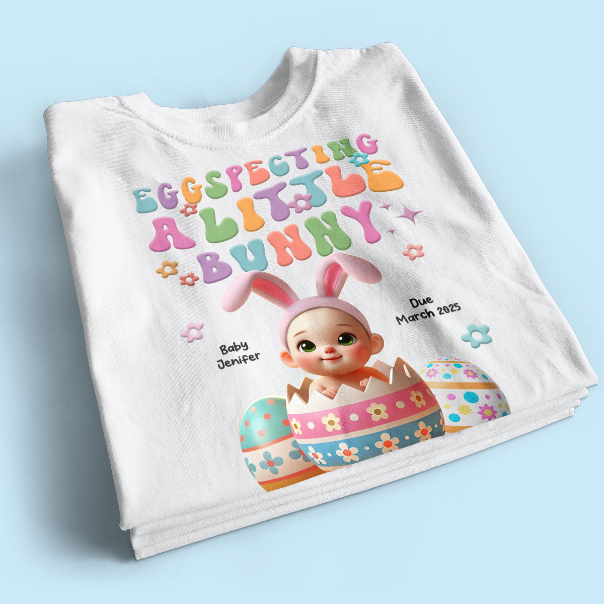 Eggspecting A Little Bunny Personalized Shirt, Easter Pregnancy Announcement, Easter Maternity Expecting Gift for Mom