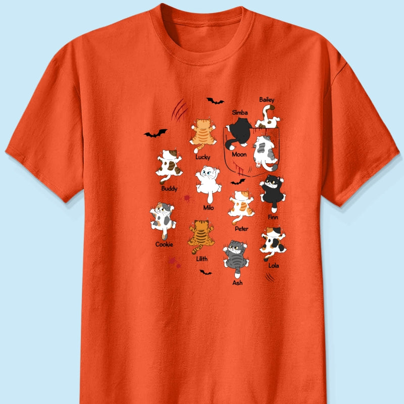 Cat Crawling Pocket Halloween Cat Lover Personalized Shirt