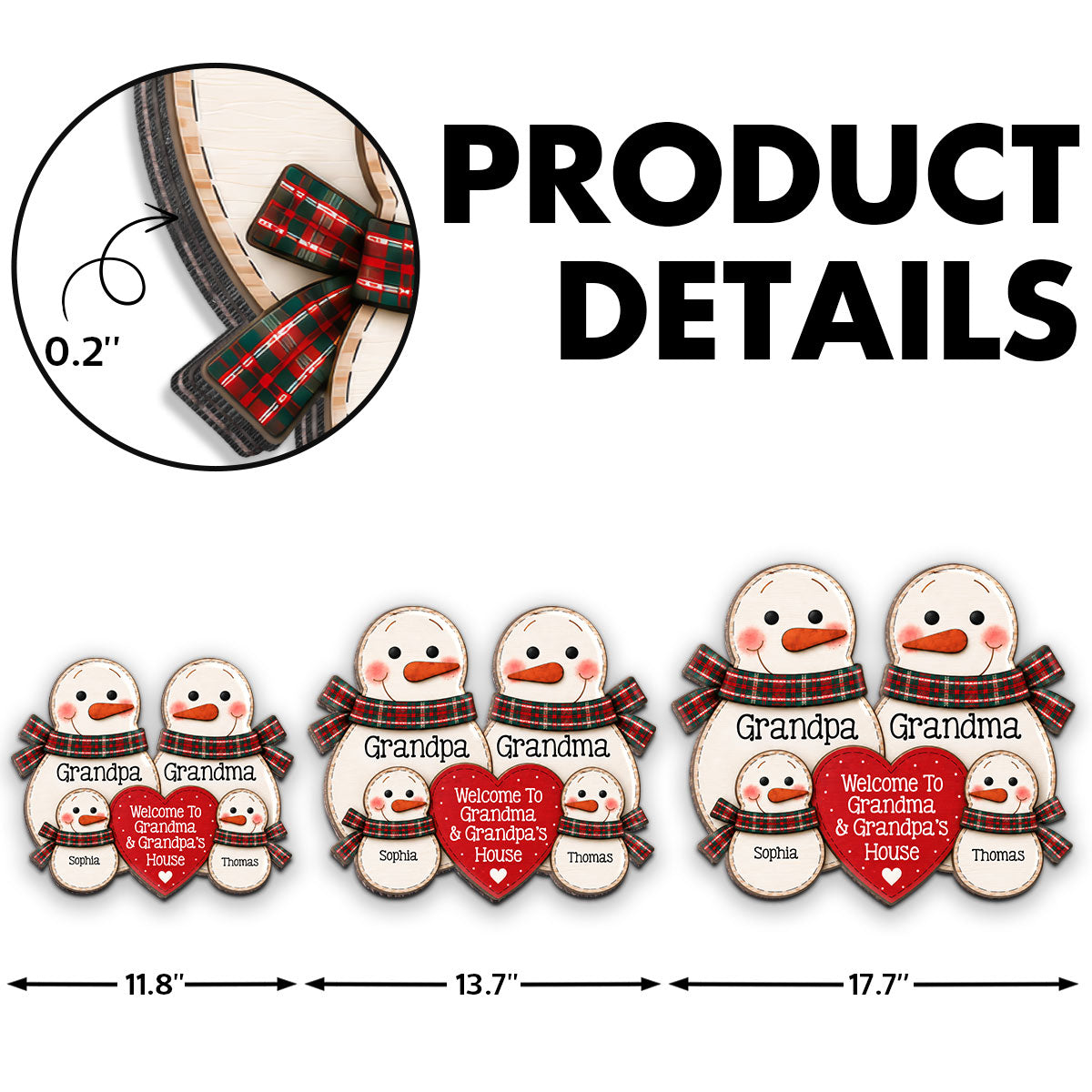 Welcome To Grandma & Grandpa’s House Cute Snowman 2D Flat - Personalized Wood Sign - Christmas Gift For Grandparents