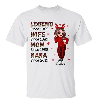Half Checkered Leopard Sassy Legend Wife Mom Grandma Christmas Personalized Shirt