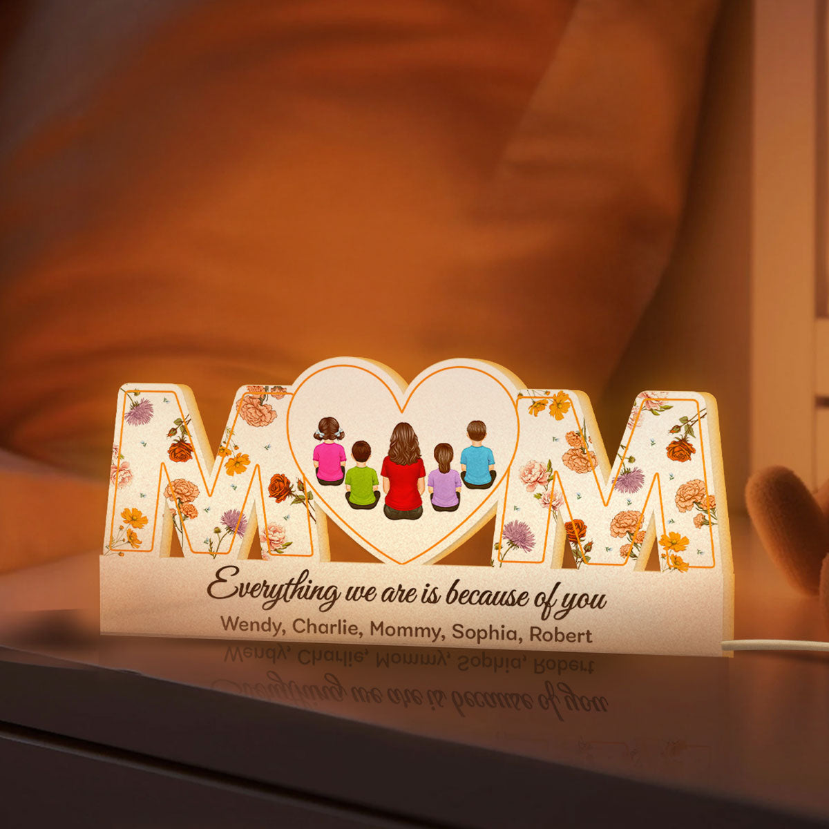 MOM Birth Month Flower Personalized Light Box, Heartfelt Gift For Mom