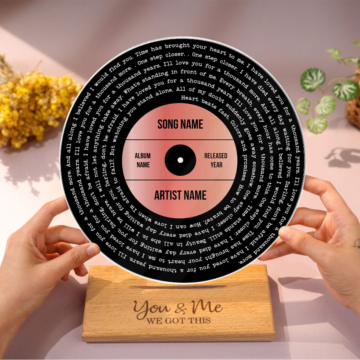 Personalized Gold Silver Copper Foil Printed Favorite Song Lyrics Record Acrylic Song Plaque, Perfect Wedding Gift, Anniversary Gift For Him For Her