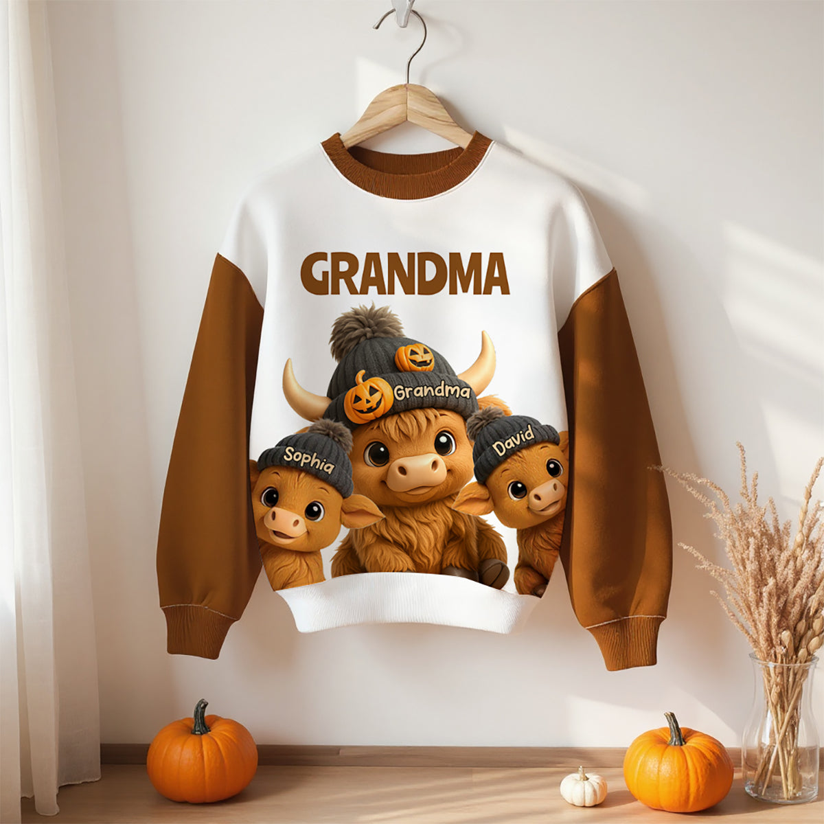 Mama Grandma Cow Personalized Sweatshirt, Cozy Fall Sweatshirt