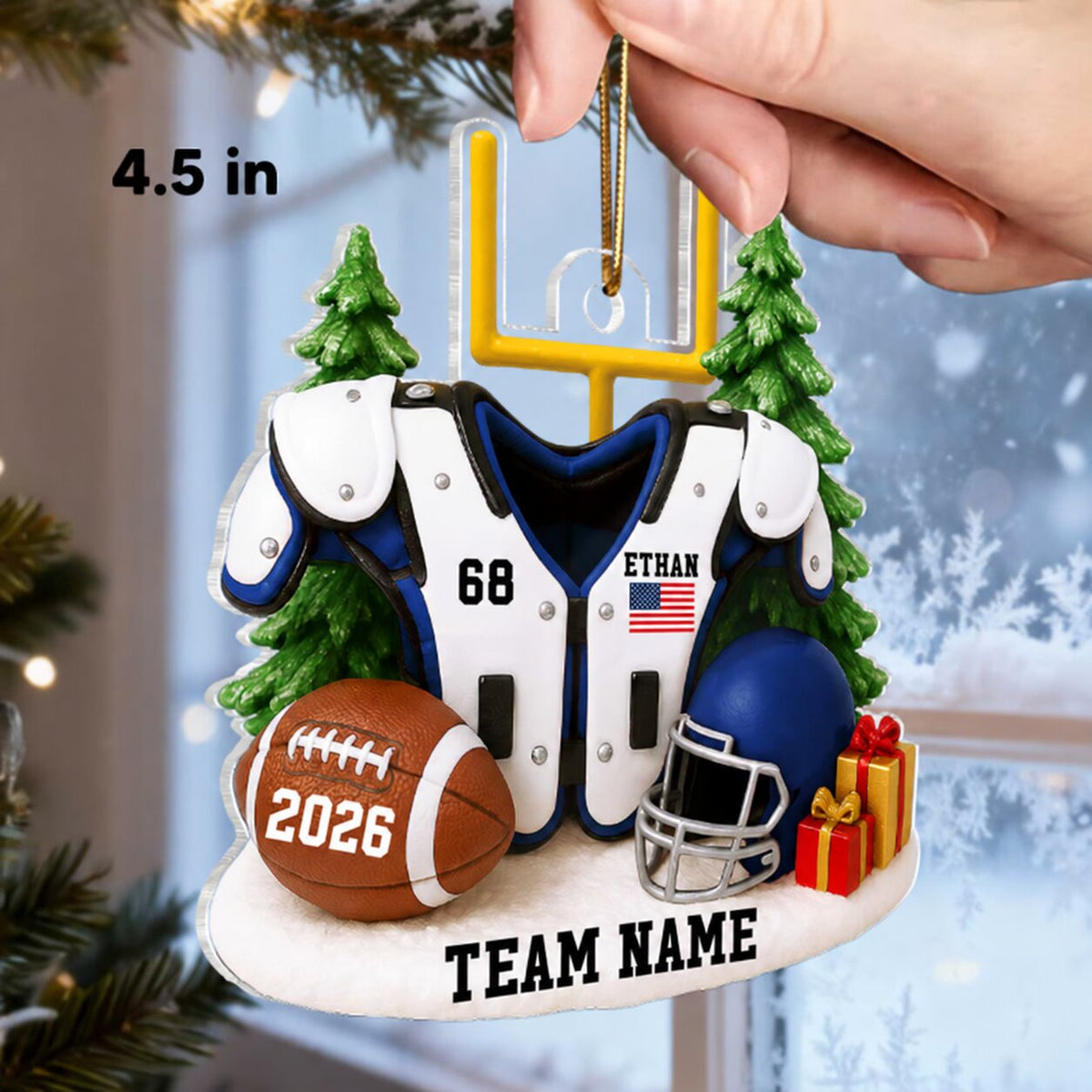 3D Effect Proud Nation Flag American Football Shoulder Pads - Personalized Acrylic Ornament - Gift For Football Lovers