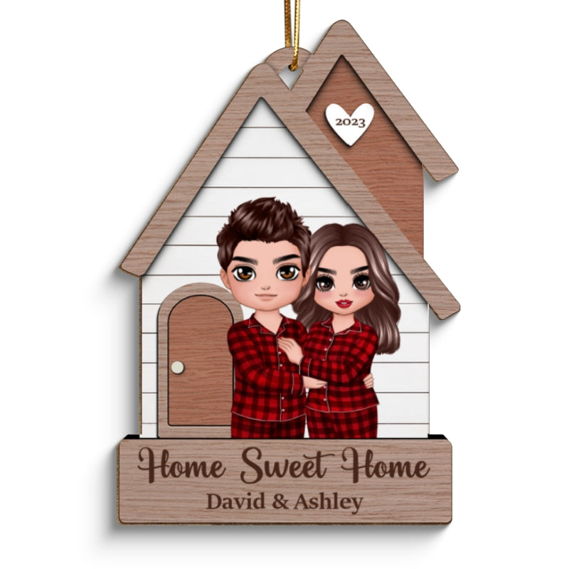 Home Sweet Home Couple Standing Outdoor Personalized Wooden Ornament