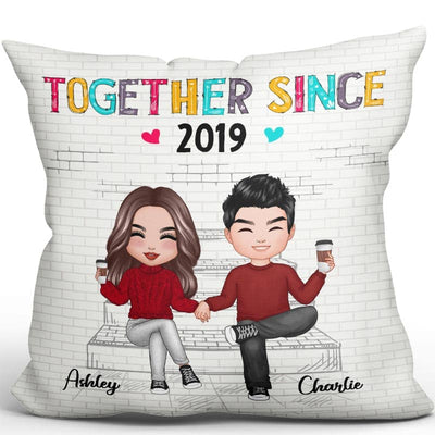 Couple Sitting On Stairs Colorful Personalized Pillow