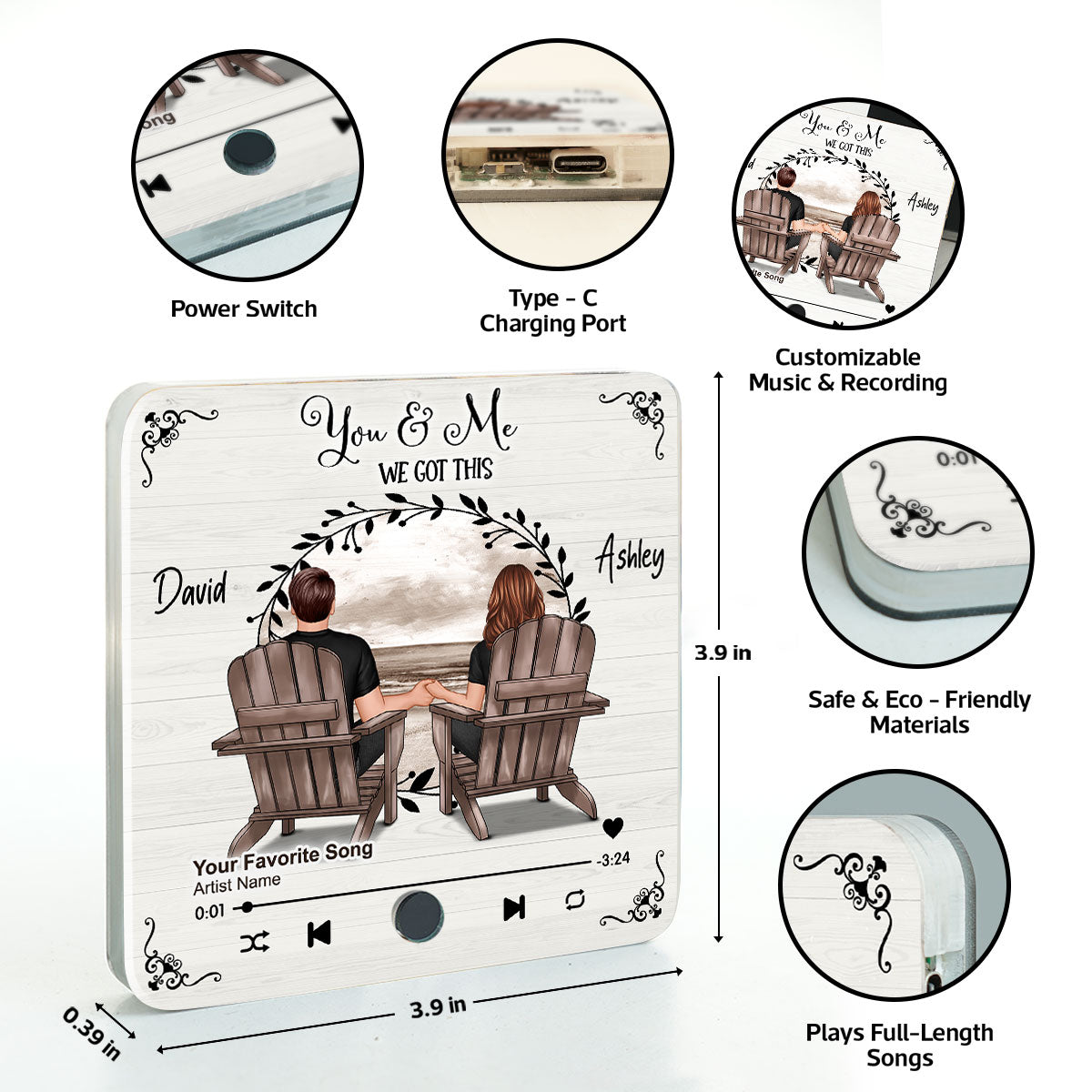 Couple Sitting Peaceful Landscape Through Rustic Window Personalized Music Magnet