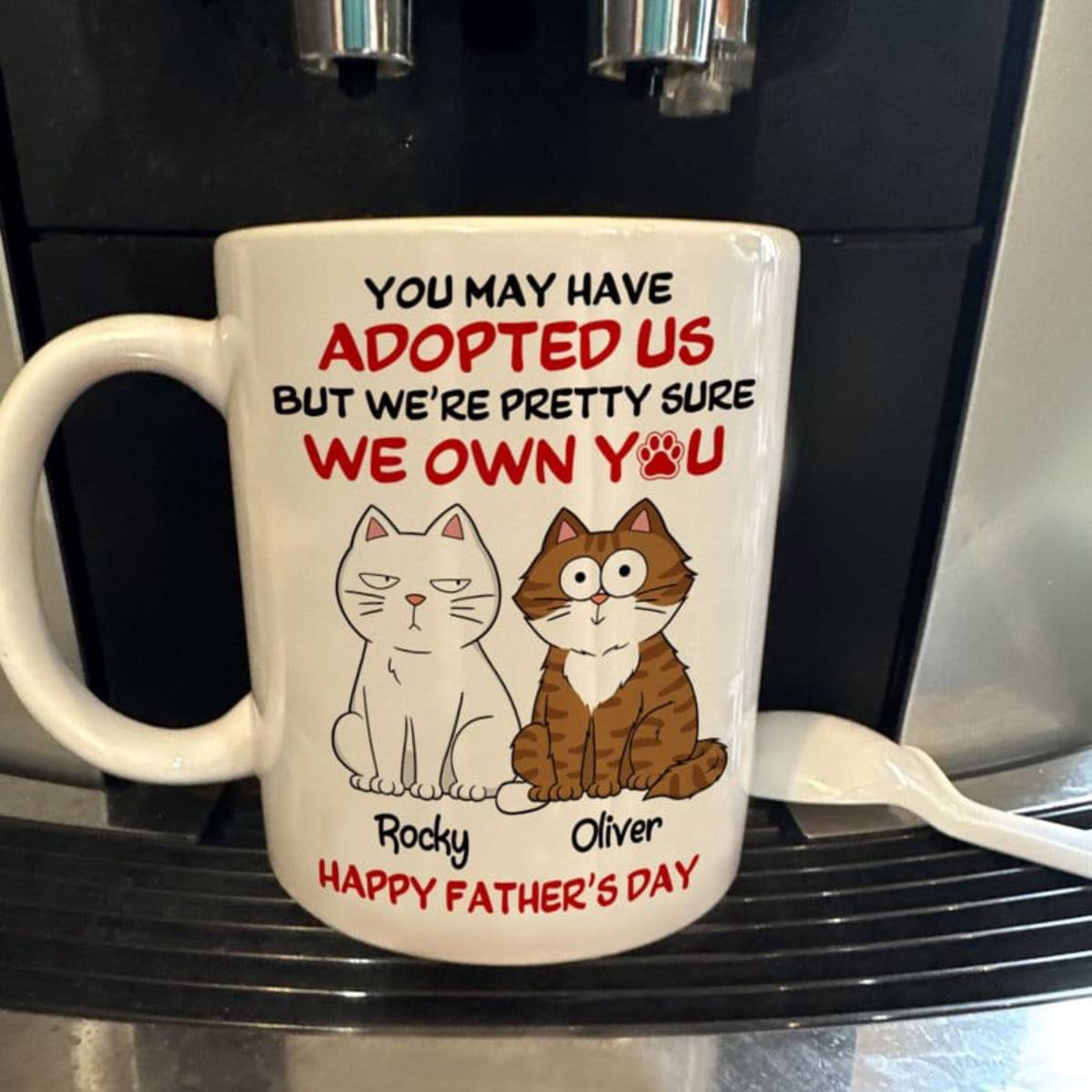 Funny Cute Cats We Own You Personalized Mug, Father’s Day Gift For Cat Dad