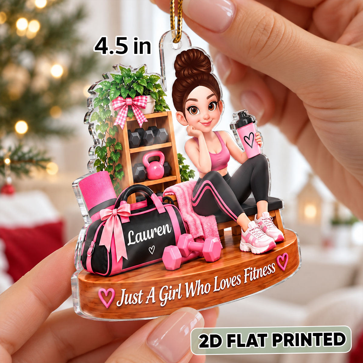 Just a Girl Who Loves Fitness - Personalized Acrylic Ornament - Christmas Gift for Daughter, Wife, Best Friends