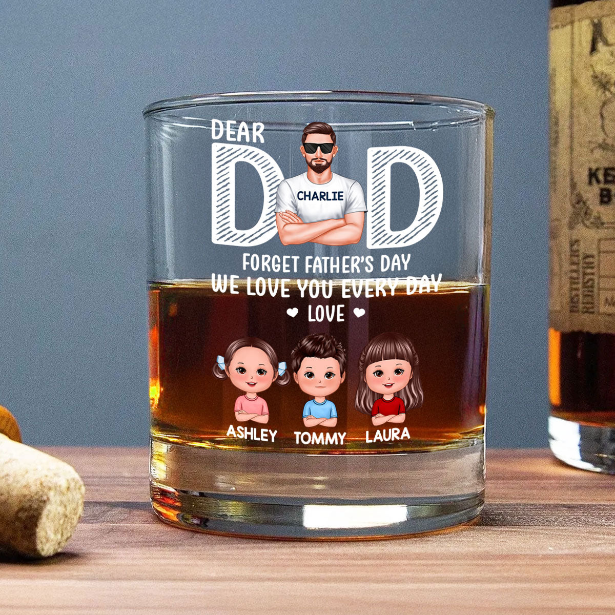 Dad Forget Father's Day We Love You Everyday Personalized Wine Glass, Father's Day Gift for Dads