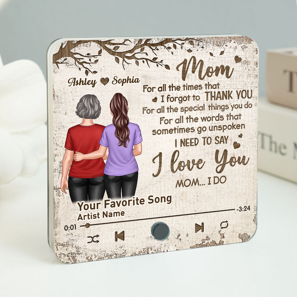 To My Dear Mom Our Song Gift From Daughter Personalized Music Fridge Magnet