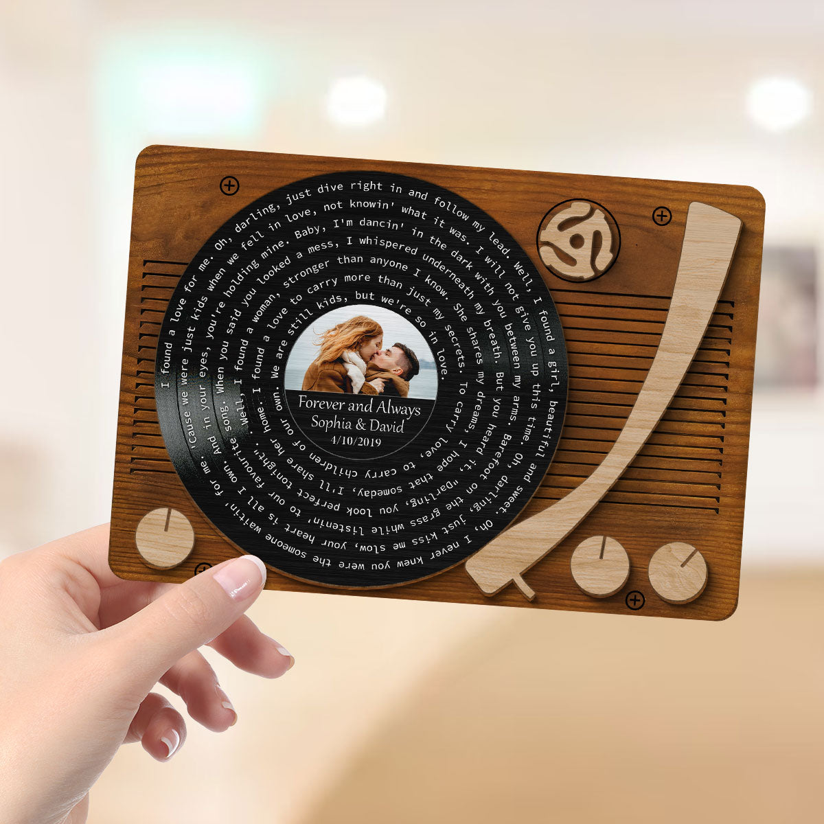First Dance Wedding Song Vinyl Record Couple Custom Photo Valentine's Day, Wedding, Anniversary, Unique Gift for Him or Her Personalized 2 Layer Wooden Plaque