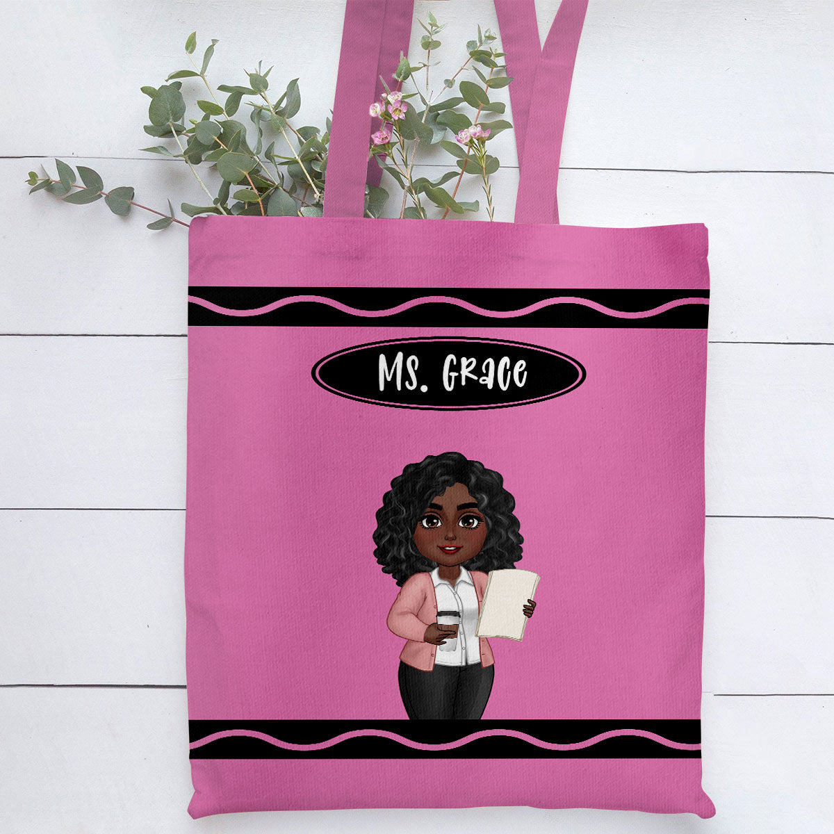 Teacher Crayon Personalized Tote Bag, Back To School Gift For Teacher