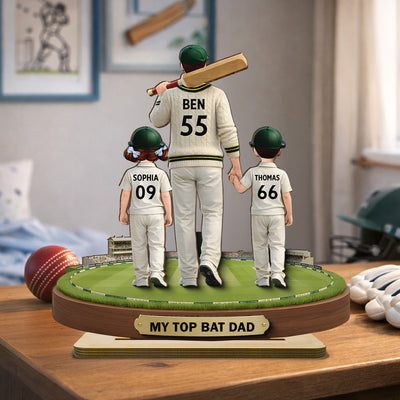 My Top Bat Dad Cricket - Personalised 2-Layered Wooden Plaque - UK Father's Day Gift, Heartfelt Gift For Dad
