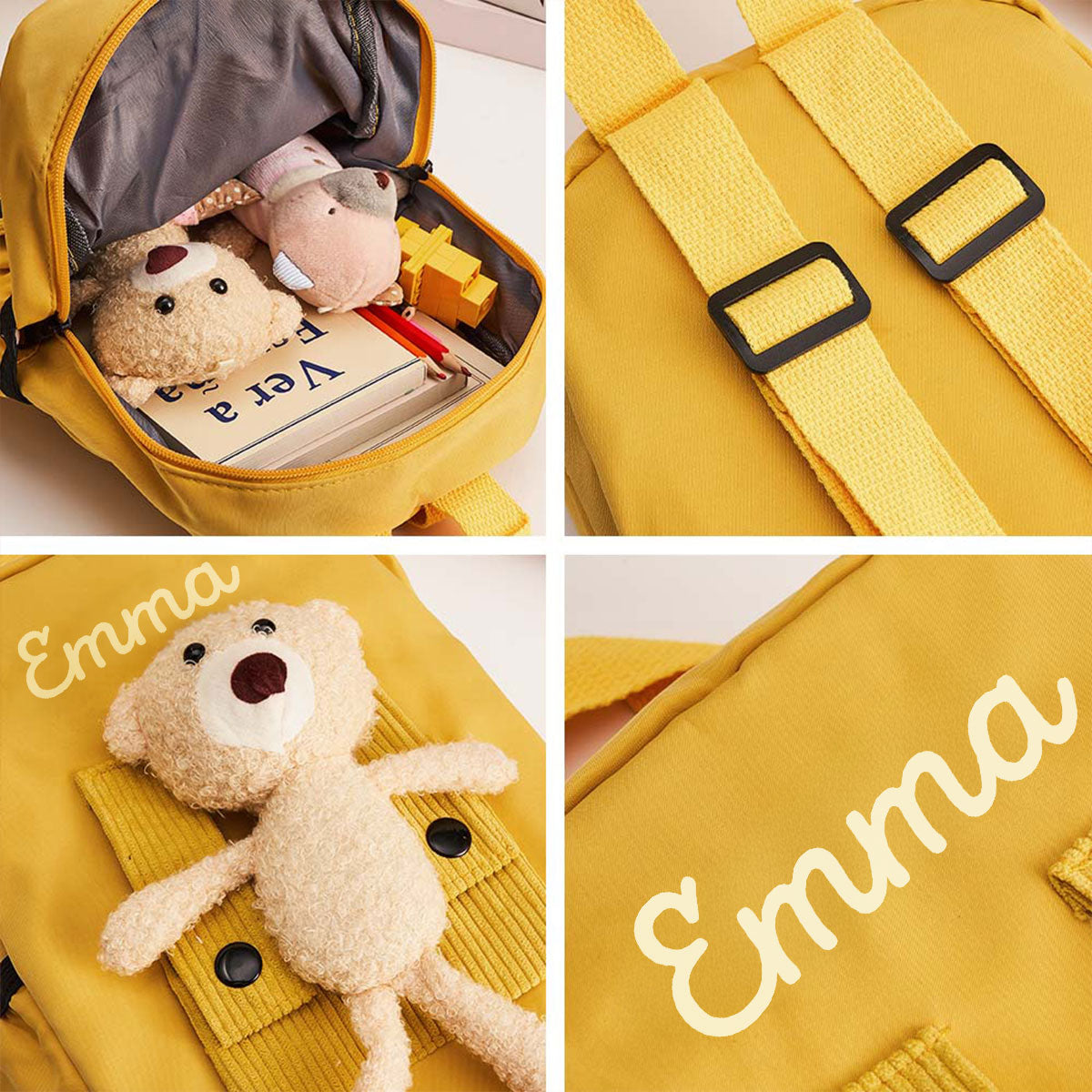 Cute Teddy Bear Nursery Backpack School Bag with Printed Kid’s Name, Back to School Gift for Kids