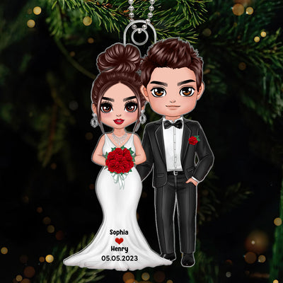 Bride & Groom Wedding Keepsake Gift Doll Couple Personalized Acrylic Ornament