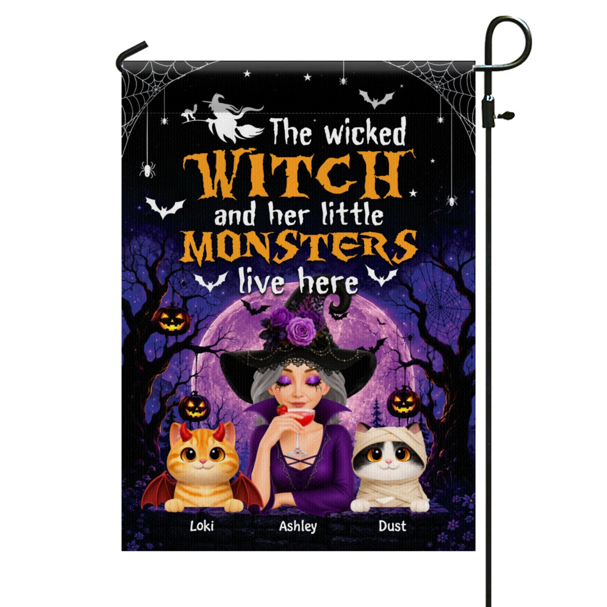 Trending Halloween Theme Cat Mom Witch - Personalized Garden Flag - Halloween Gift For Cat Lovers