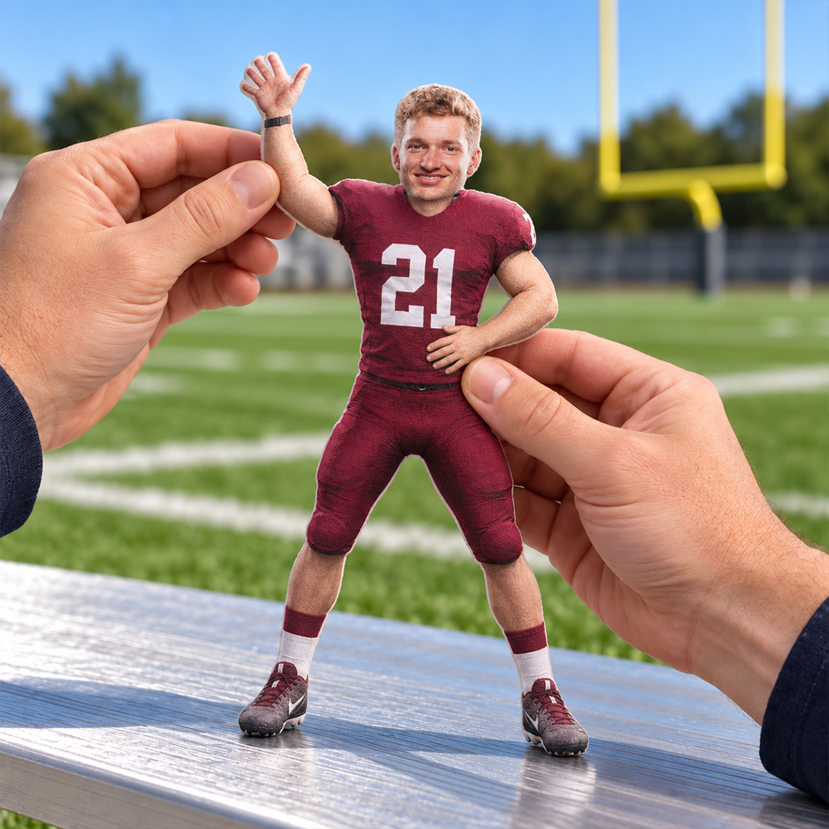 Custom Football Player Doll from Photo - Personalized Poseable Plush Toy, Funny Christmas Gift for Son, Husband, Holiday Keepsake