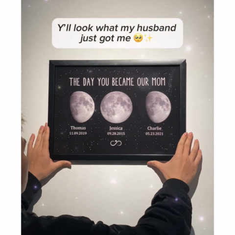 The Days You Became Our Mom Grandma Moon Phase Art Personalized Poster | A Heartfelt Gift for Mom’s Birthday, Mother’s Day, or Just Because