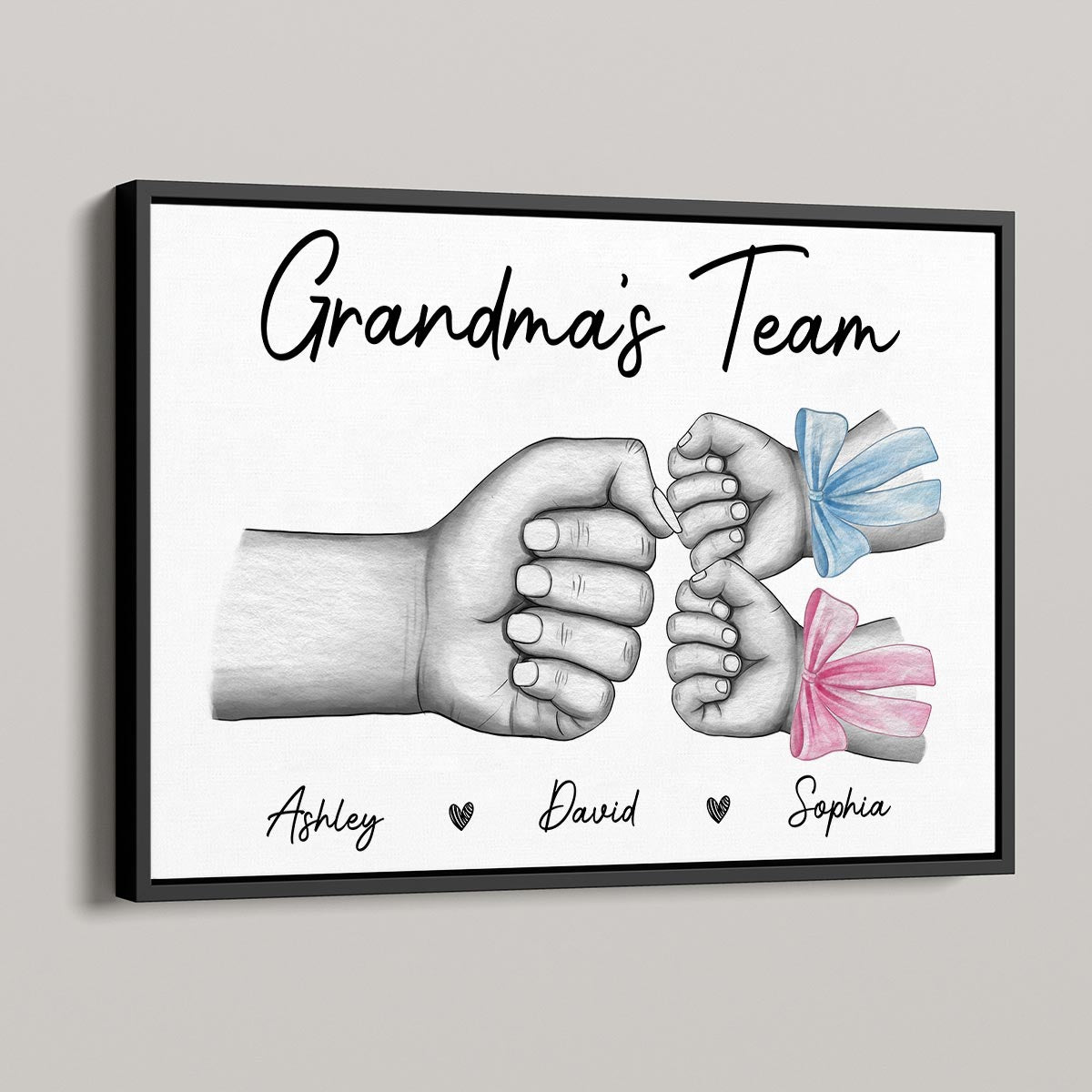 Grandma Mom‘s Team Fist Bump With Bows Personalized Horizontal Poster