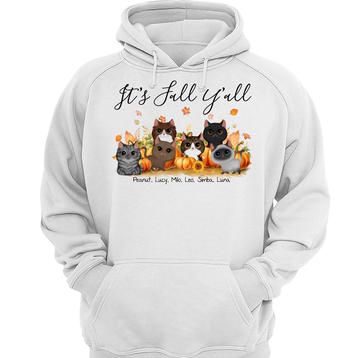 Fall Season Watercolor Cute Cats Playing In Pumpkin Patch Personalized Shirt