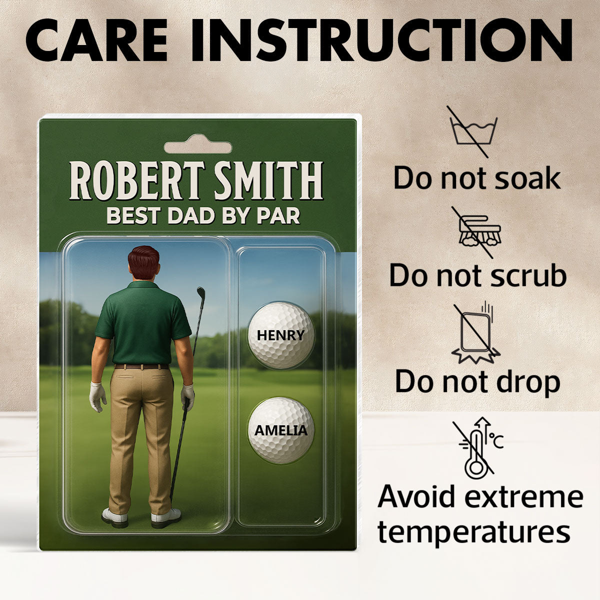 Custom Figure Best Dad By Par With Kids' Names Personalized Acrylic Block Plaque, Perfect Father's Day Gift For Dad, For Him, For Golf Lover
