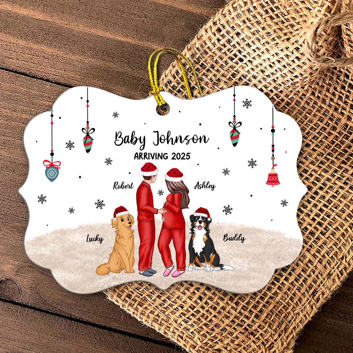 Personalized Pregnancy Ornament, Expecting Family Christmas Personalized Aluminum Ornament, New Mom Christmas Gift