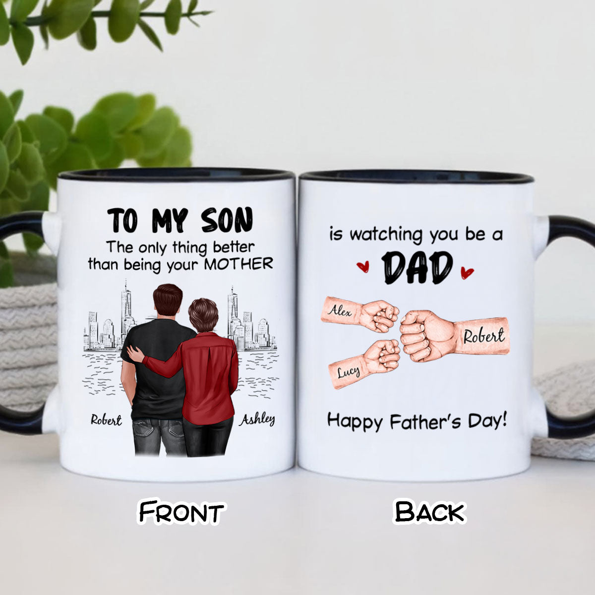 From Mom Dad To Son Watching You Be A Dad Fist Bump Personalized Mug, Gift For Son