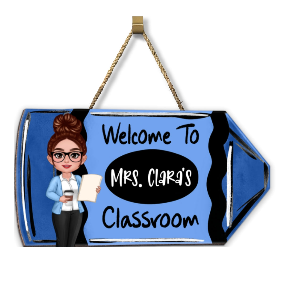 Teacher Crayon Personalized Wood Sign