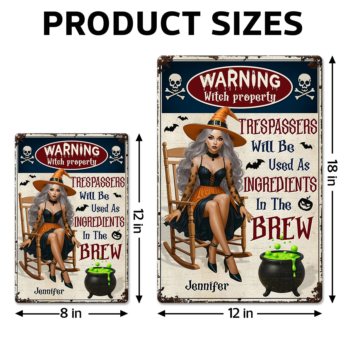 Warning Witch Property Personalized Metal Sign, Backyard Sign, Home Decor Gift For Yourself