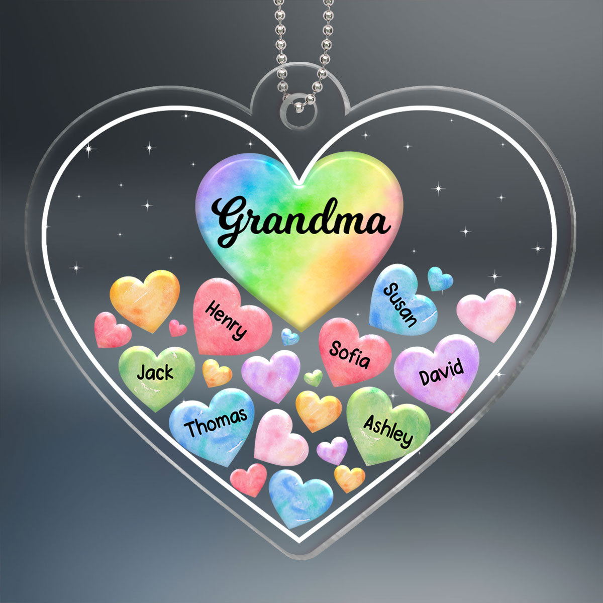Grandma Mom Hearts In Heart Personalized Acrylic Ornament