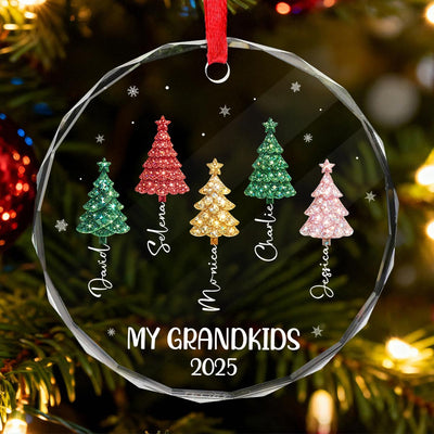My Grandkids 3D Crystal Effect Christmas Tree - Personalized Glass Ornament - Christmas Gift for Grandma
