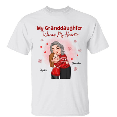 My Granddaughter Grandson Warms My Heart Grandma Grandkid Hugging Personalized Shirt